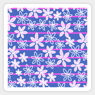 Pink Flowers With Pink Stripes Pattern Sticker